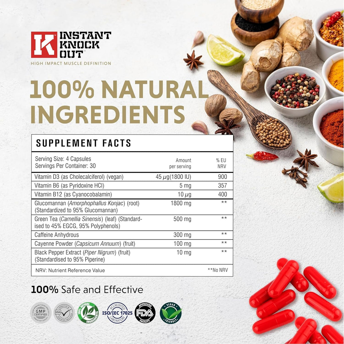 Instant Knockout - Fat Burner Weight Loss Shredding Formula - All Natural Ingredients