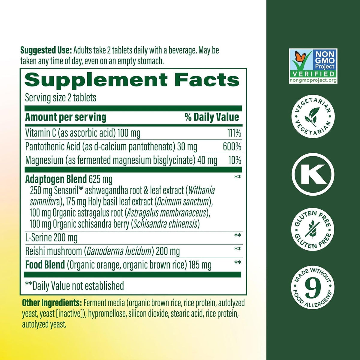 Megafood Adrenal Strength - Adrenal Support Supplements with Ashwagandha, Vitamin C, Magnesium Glycinate, Holy Basil, Astragalus - Reduces Cortisol Levels - Vegetarian - 90 Tablets (45 Servings)