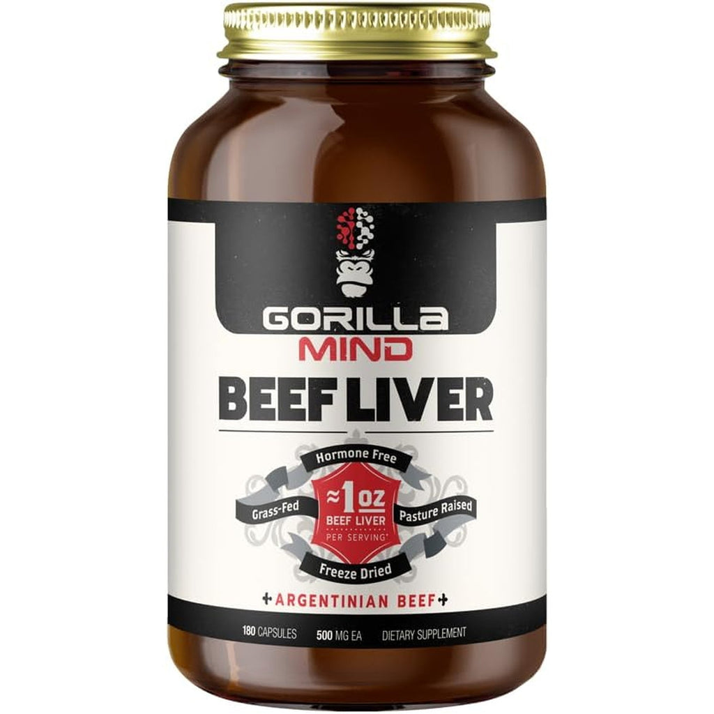 Gorilla Mind Grass-Fed Argentinian Beef Liver - Nature’S Multivitamin/Beef Liver Supplement in Freeze Dried Capsules/Pasture Raised/Hormone Free/1 Oz