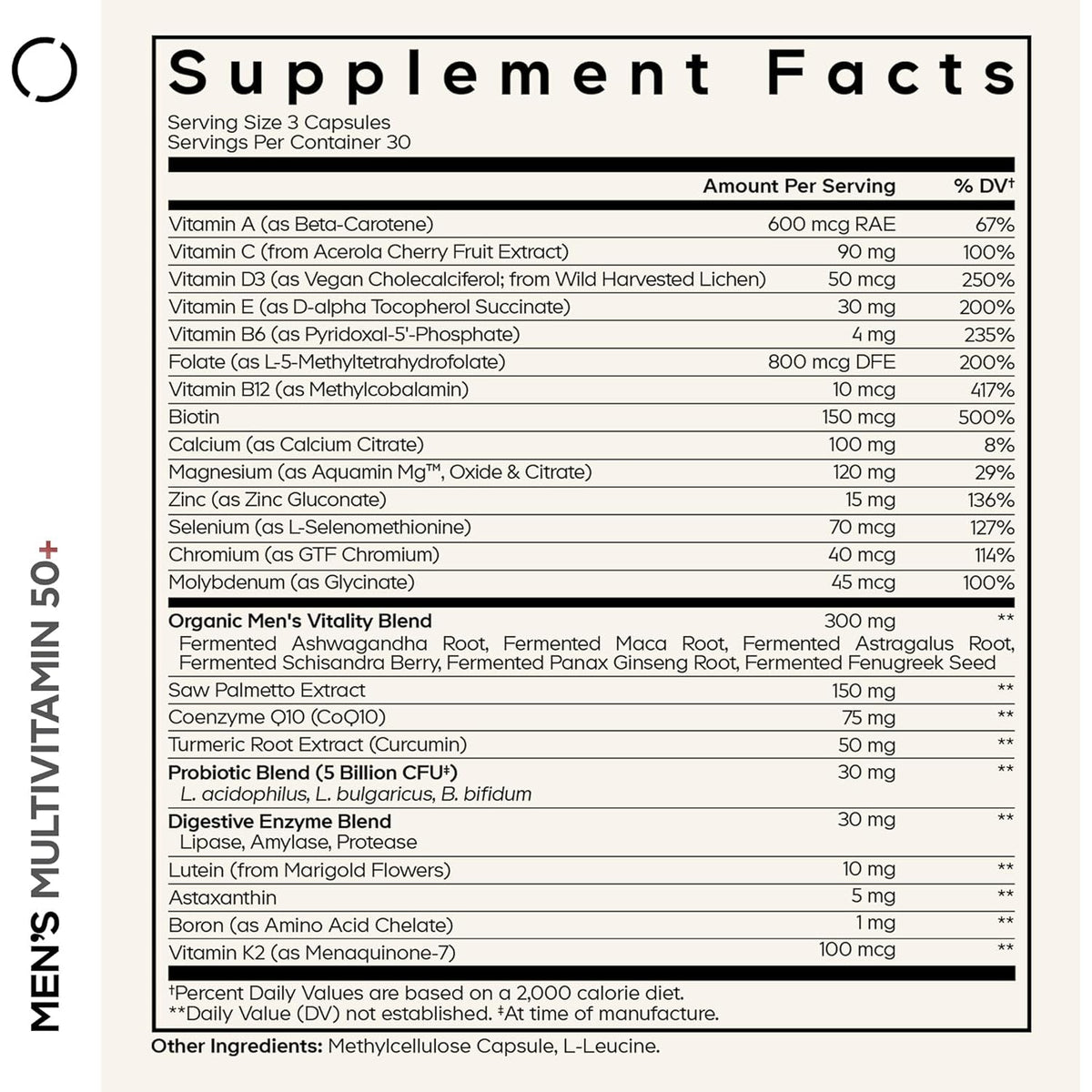 Codeage Men'S Multivitamin 50+ Supplement - Essential Vitamins for Men over 50 Years Old, Minerals, Coq10, Turmeric, Saw Palmetto, Maca, Panax Ginseng, Probiotics & Botanicals - Non-Gmo - 90 Capsules