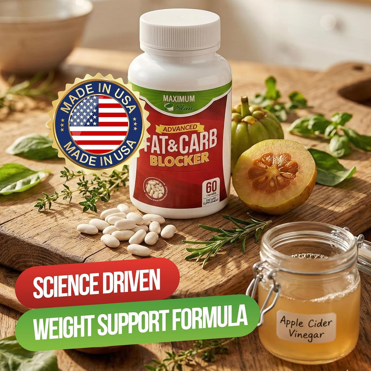 Maximum Slim Fat & Carb Blocker Pure Kidney Bean Extract for Weight Loss and Appetite Suppressant,