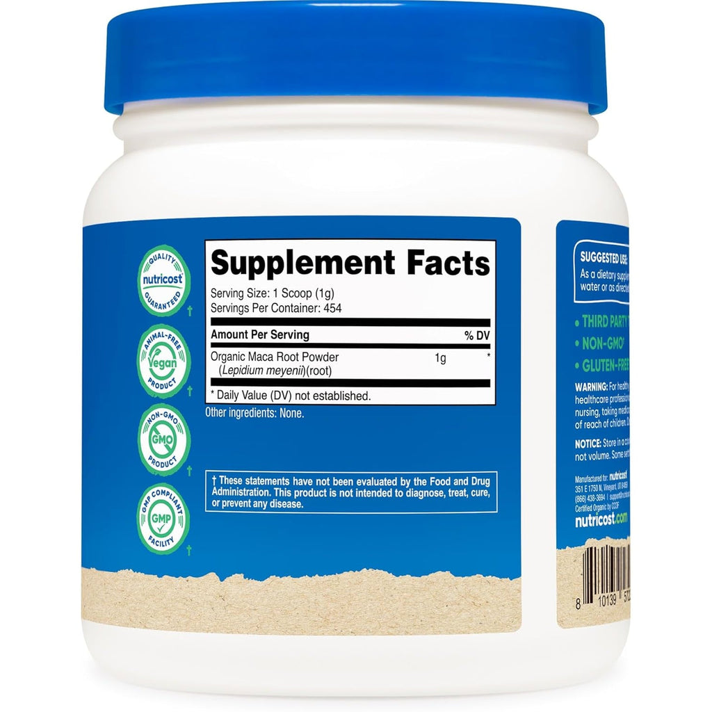 Nutricost Organic Maca Root Powder (1 LB)