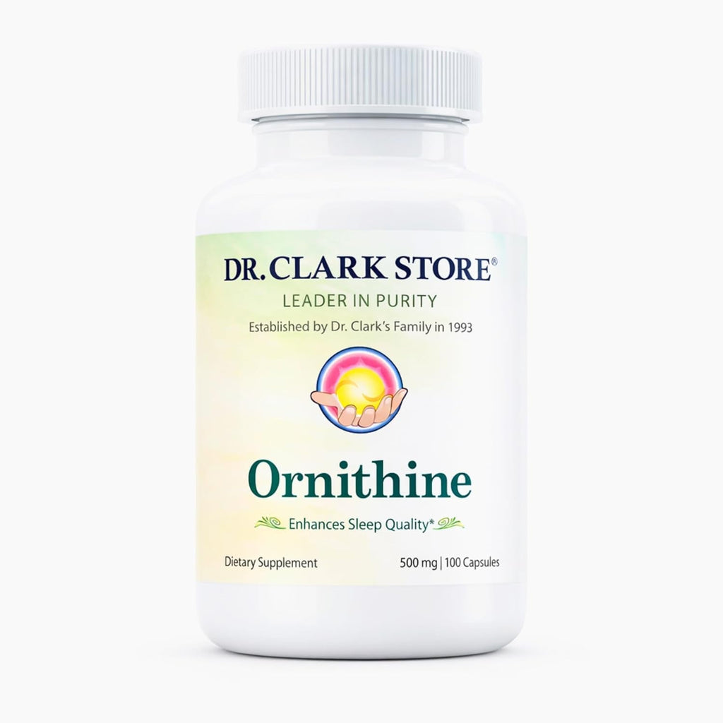 Dr Clark Ornithine Dietary Supplement - Gluten Free, Natural Sleep Aid, Promotes Protein Metabolism, Cleansing and Detoxification, 500Mg, 100 Gelatin Capsules