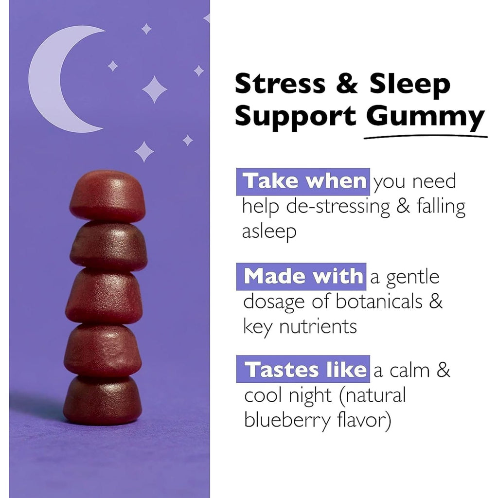 Bach RESCUE plus Sleep & Stress Support Gummies, Nighttime Dietary Supplement with 1Mg Melatonin, Ashwagandha, Chamomile, Lavender & Vitamin B6, Natural Blueberry Flavor, Vegan & Gluten-Free, 60 Count