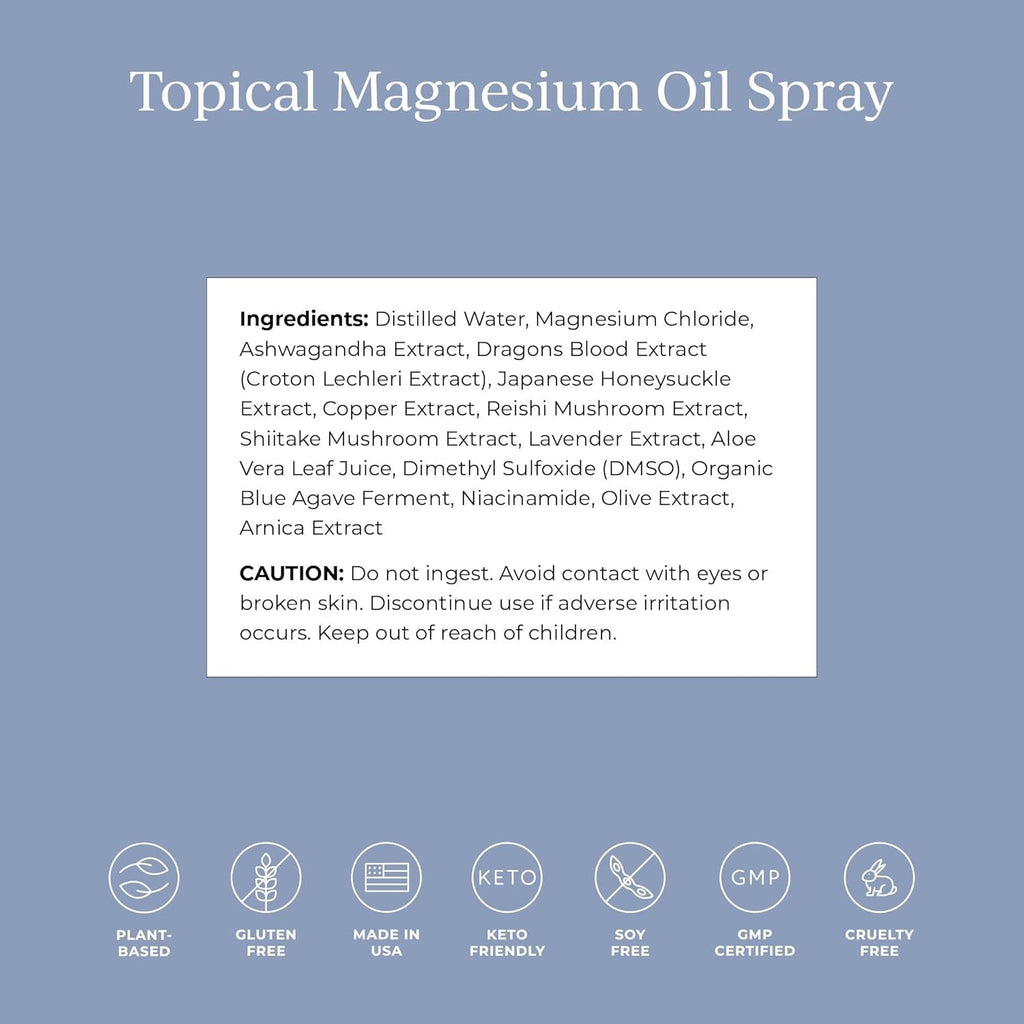 CYMBIOTIKA Topical Magnesium Oil Spray for Body, USA Made, Supplement for Leg Cramps, Muscle, Joint Health & Sleep Support, Includes Magnesium Chloride, Lavender Extract, Aloe Vera - Skin Applicator