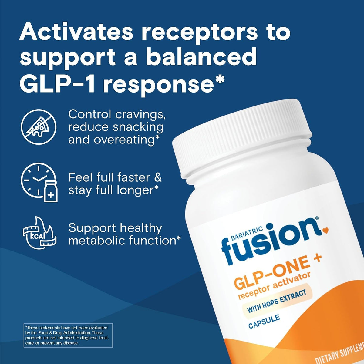 Bariatric Fusion GLP-1 plus | GLP Activate Receptors to Feel Full Faster and Longer* | Natural Supplement with Copaiba and Hops Extract | Gluten Free and Vegan GLP1 Supplement | 30 Capsules