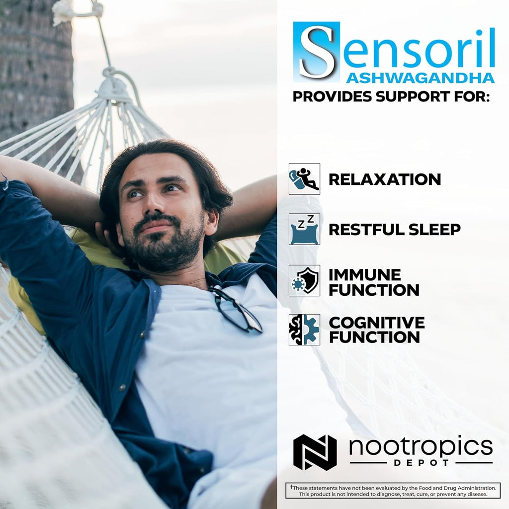 Nootropics Depot Sensoril Ashwagandha Capsules | 125Mg | 180 Ct. | Ayurveda Supplement | Standardized Withania Somnifera Extract | to Support Healthy Energy, Mental Cognition + Cardiovascular Health