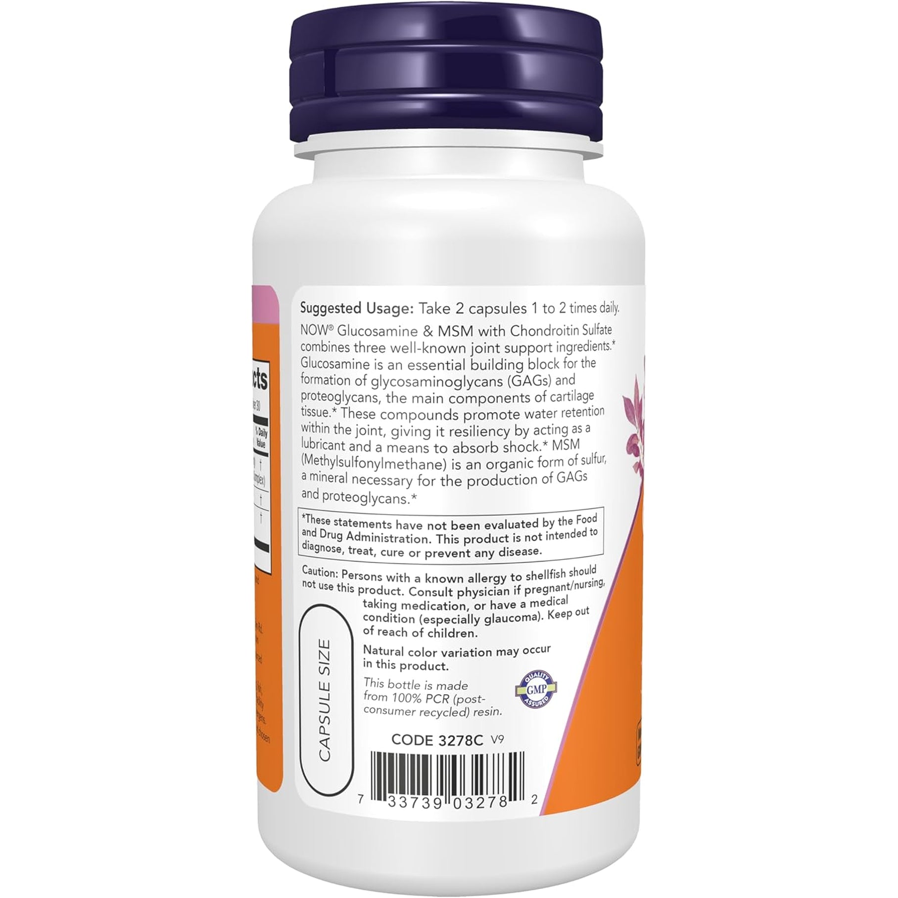 NOW Foods Supplements, Glucosamine & MSM plus Chondroitin Sulfate, Joint Health*, 60 Veg Capsules
