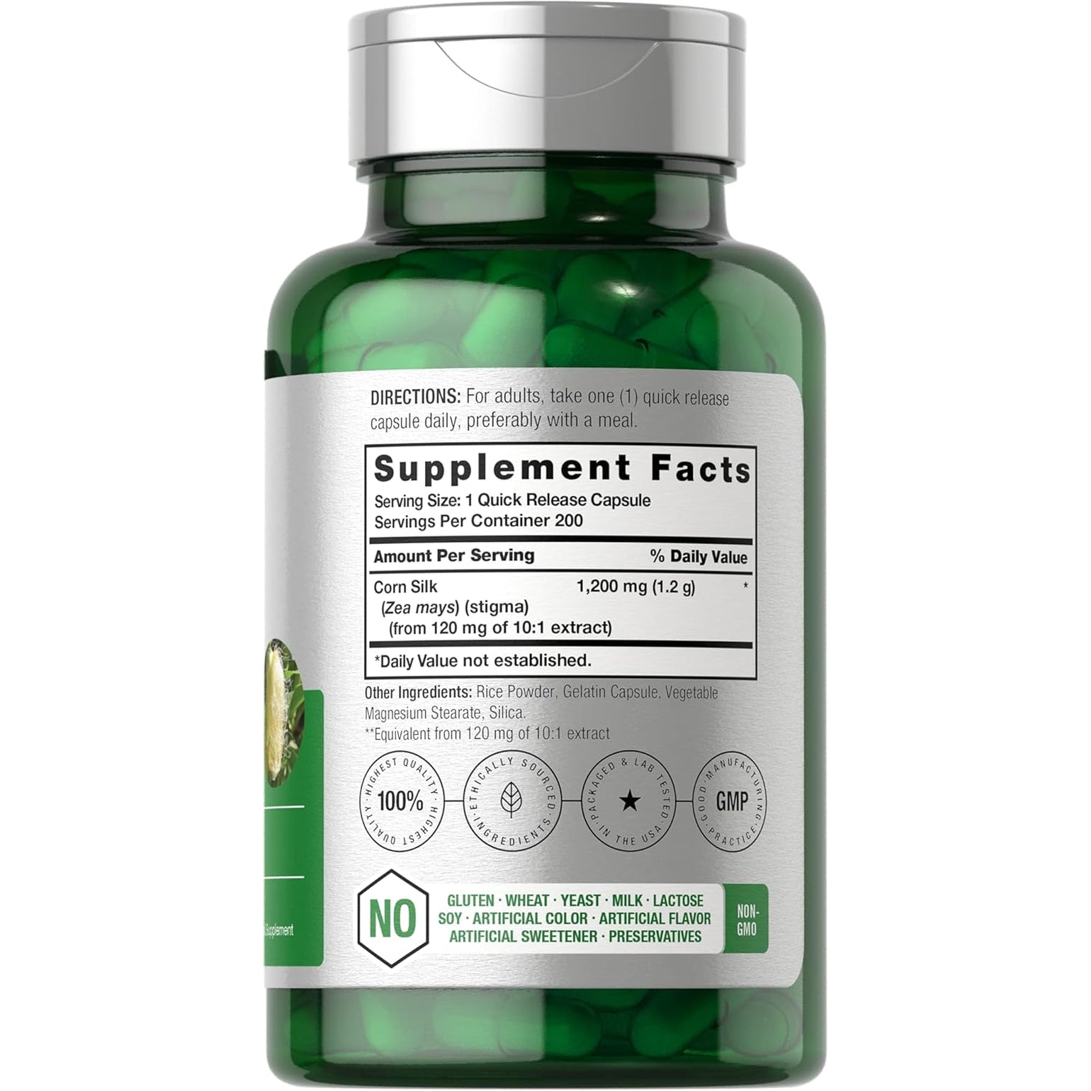 Horbäach Corn Silk Capsules | 200 Count | Non-Gmo, Gluten Free Extract Supplement