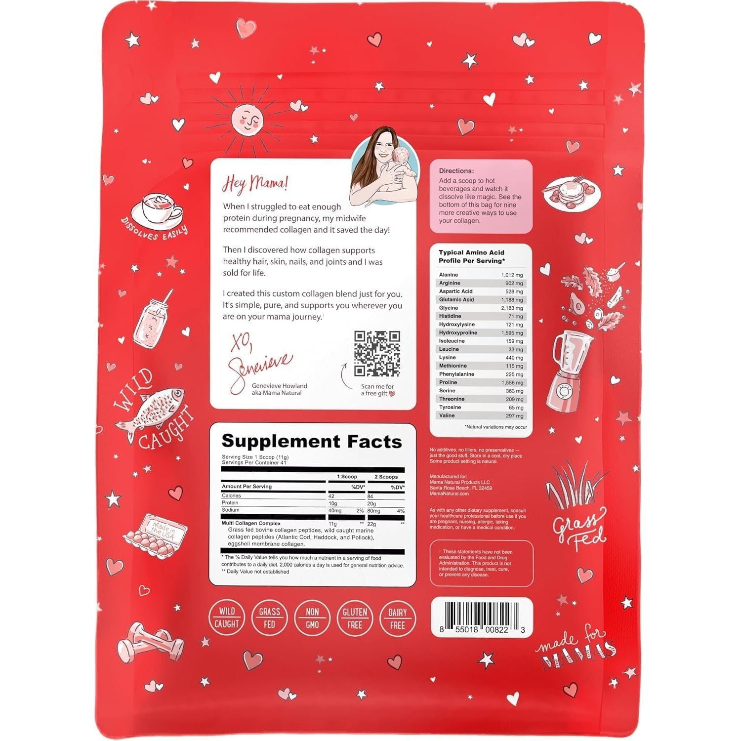 Multi Collagen Protein Powder Type I II III IV V X - Unflavored & Hydrolyzed 16Oz Pure Collagen Peptides Powder - Grass Fed Beef, Wild Fish Marine & USA Eggshell - Whole Body Collagen