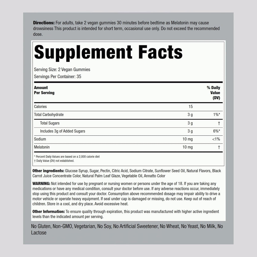 Piping Rock Melatonin Gummies 10Mg | 70 Count | Berry Flavor Supplement | Vegan, Non-Gmo, Gluten Free