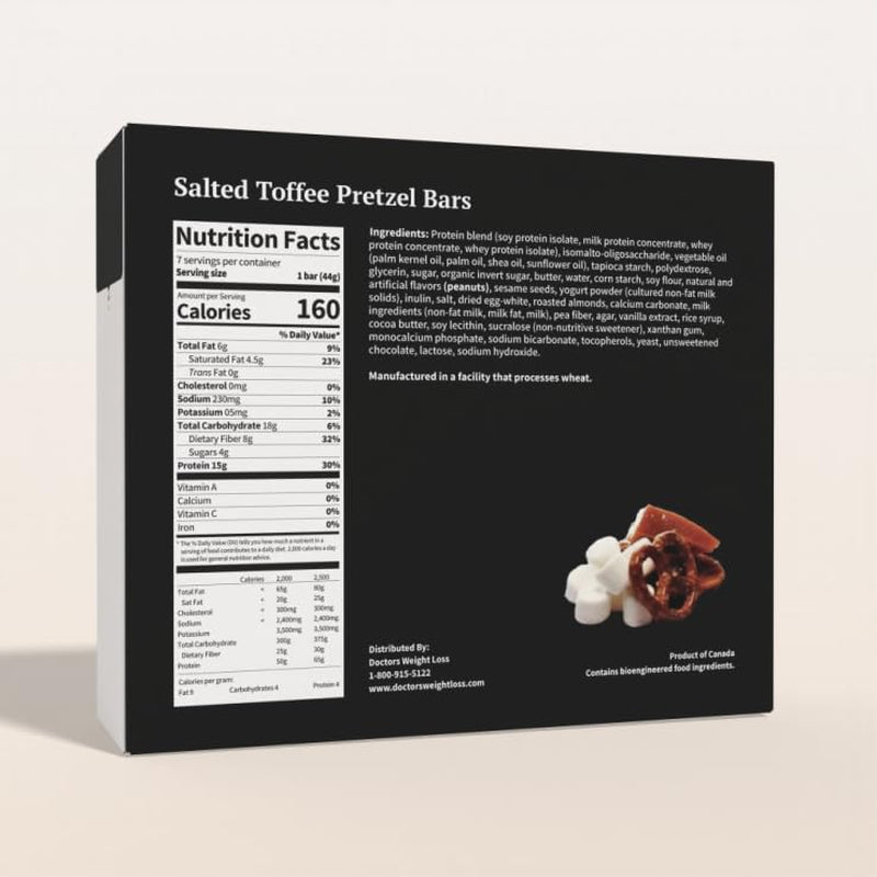 Protiwise – Salted Toffee High Protein 15G Bar | Low Calorie, Weight Loss, Diet, Keto Friendly, Hunger Control, Meal Replacement | Gluten Free, Low Fat, Low Sugar (7/Box)