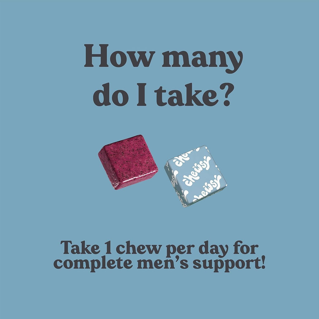 CHEWSY - Men'S Multivitamin Chews - Immune and Energy Support, Vitamin A, B12, C, D3, E, Folic Acid, Probiotics, Zinc - 30-Day Supply