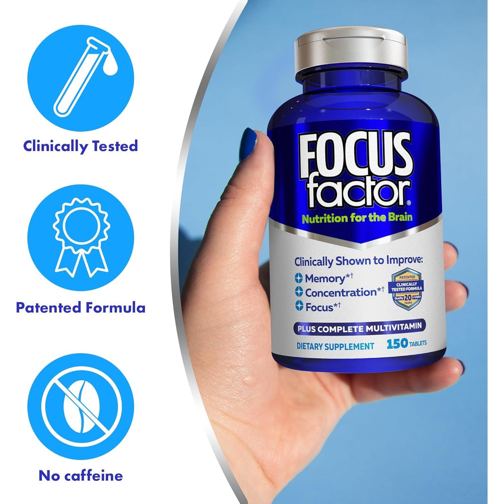 Focus Factor Nutrition for the Brain Improved Memory & Concentration Brain Supplement, 150 Count, 1 Pack (10407)