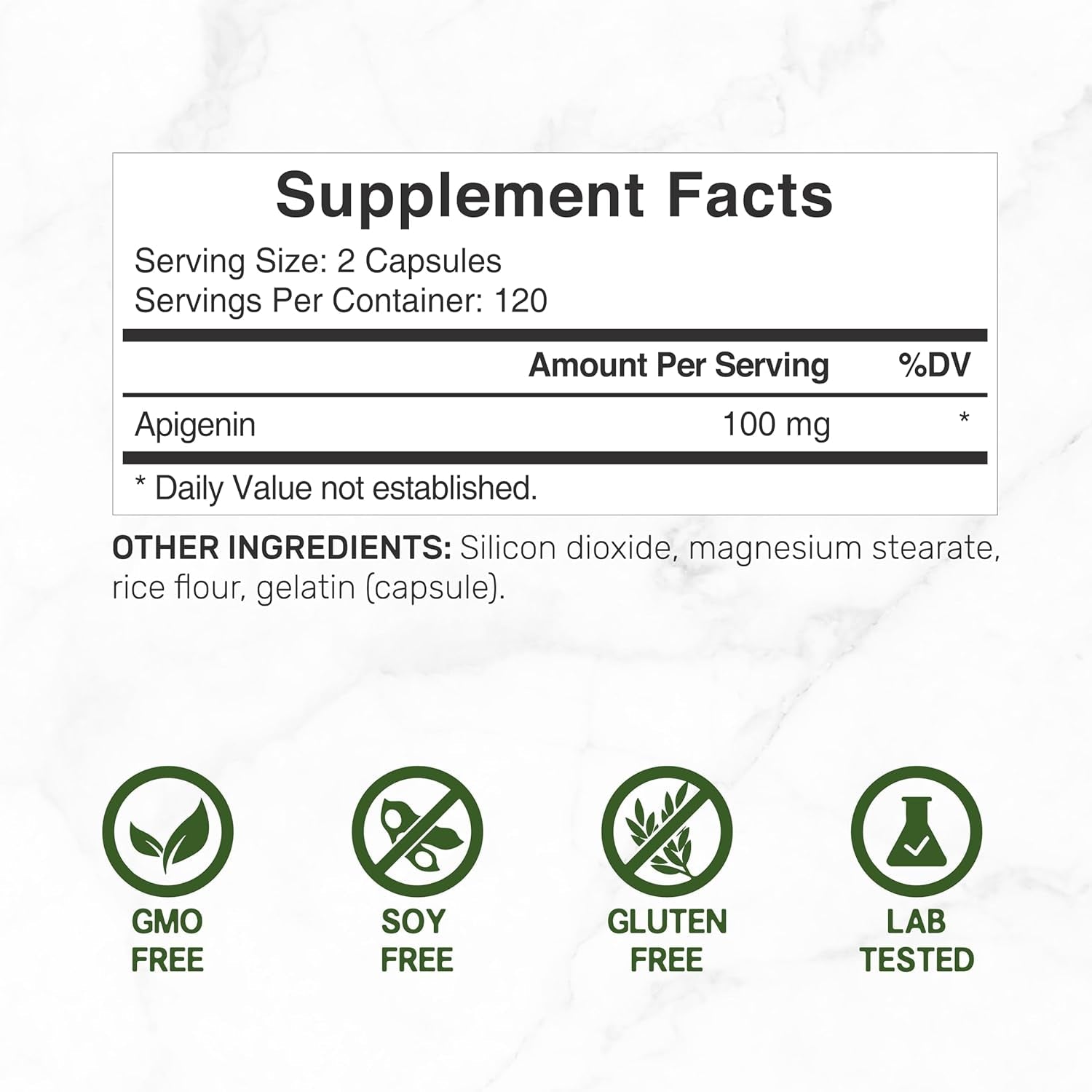 Apigenin, 100Mg per Serving, 240 Capsules – Raw Plant Extract from Chamomile Flower – Active Bioflavonoids & Antioxidants – Sleep & Relaxation Supplement – Non-Gmo