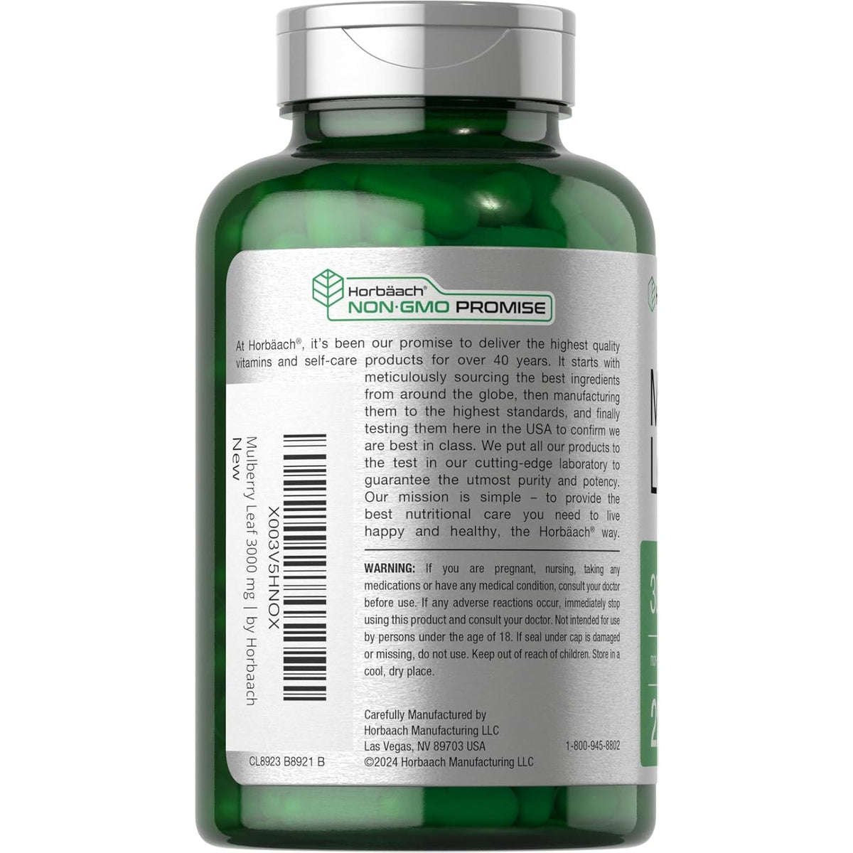 Horbäach Mulberry Leaf Extract Capsules | 220 Count | Non-Gmo, Gluten Free Herbal Supplement