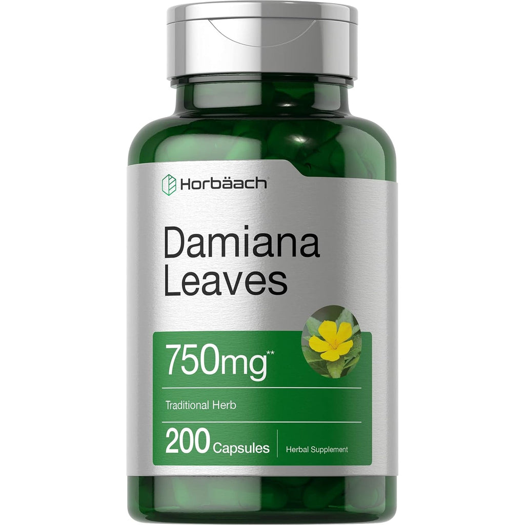 Horbäach Damiana Leaf Extract | 200 Capsules | Herbal Supplement | Non-Gmo, Gluten Free Formula