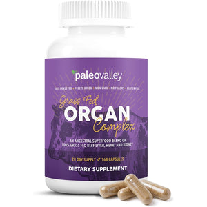 Paleovalley Grass Fed Beef Organ Complex - Freeze-Dried Beef Liver, Heart, and Kidney Blend, 1 Bottle