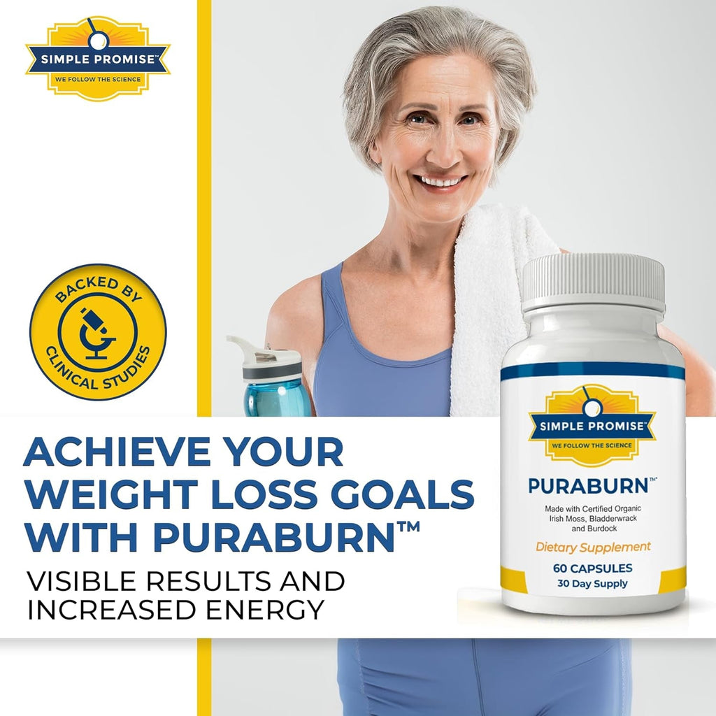 Simple Promise Puraburn™ - Herbal Wellness Supplement with Organic Irish Sea Moss, Bladderwrack & Burdock Root - Supports Digestive Health & Nutrient Absorption - 60 Capsules