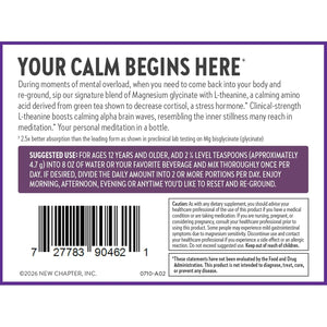 New Chapter Magnesium Glycinate + L-Theanine Supplement Powder, with 325 Mg Magnesium & L-Theanine 200 Mg for Calm, Focus, Mental Clarity, Muscle Relaxation & Cortisol Balance*, 30 Servings