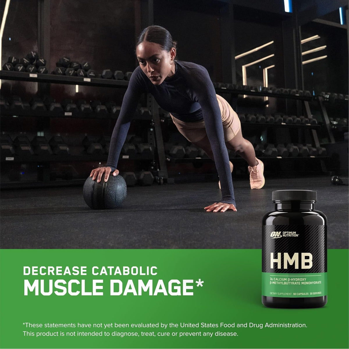 Optimum Nutrition HMB 1000 Caps, 1G of Calcium Beta-Hydroxy Beta-Methylbutyrate per Capsule, 90 Capsules, 30 Servings