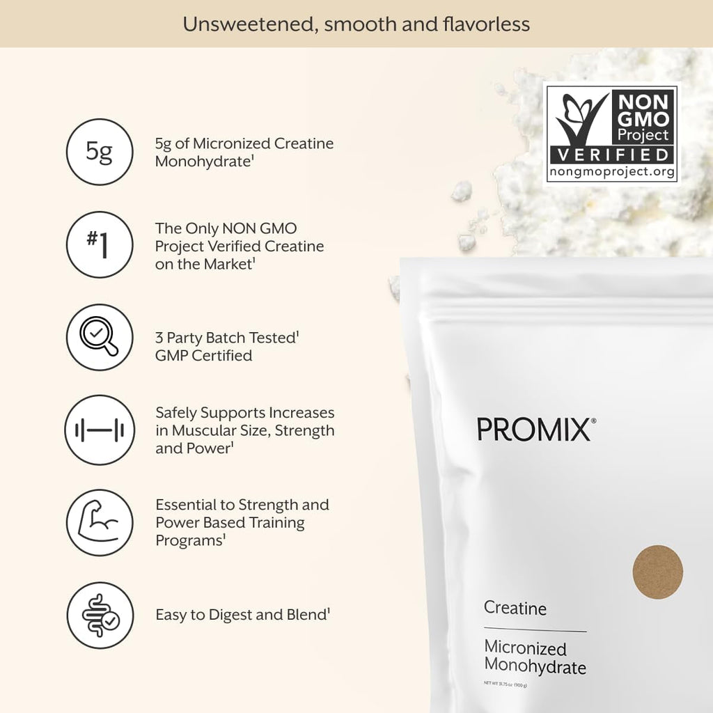 Promix Nutrition Creatine Monohydrate Travel Packs, 5G of Micronized Clean Creatine for Men and Women, Supports Muscle Growth & Recovery, Vegan - 30 Servings