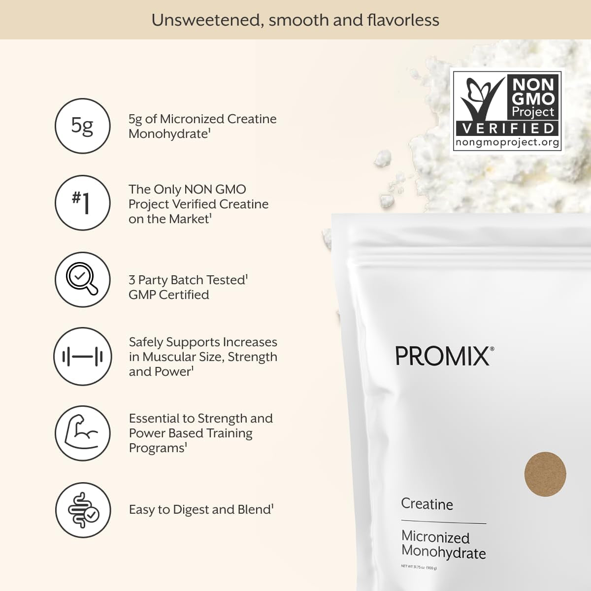 Promix Nutrition Creatine Monohydrate Travel Packs, 5G of Micronized Clean Creatine for Men and Women, Supports Muscle Growth & Recovery, Vegan - 30 Servings