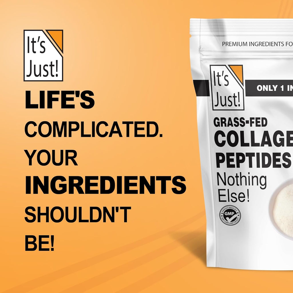 It'S Just! - Collagen Peptides (1.25Lb) Grass-Fed Protein Powder, Unflavored, GLP-1 Friendly, Heavy Metal Tested by 3Rd Party Lab, Type I & III, Hydrolyzed to Dissolve Quickly, 20Oz