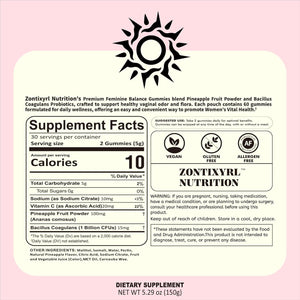 Premium Feminine Balance Gummies Women - Pineapple Gummies for Women Ph Probiotic and Immune Support Vegan Gluten Free 60 Gummies 30 Servings
