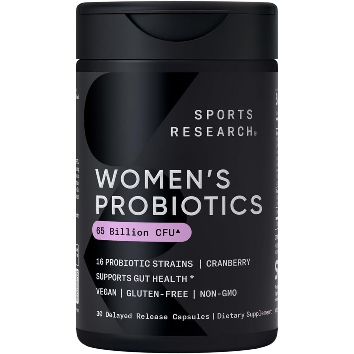 Sports Research Women'S Probiotics with Prebiotics, 65 Billion CFU - Vegan Capsules for Gut Health & Digestive Support, Probiotics for Women with Cranberry - Non-Gmo Verified & Gluten Free - 30 Count