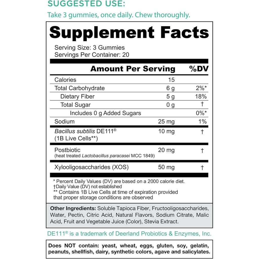 Goli Zero Sugar Pre Pro Postbiotic Gummies - Worlds First 3-In-1 with DE111, XOS, MCC1849 - No Sugar Alcohols - Vegan, Keto-Friendly, Non-Gmo