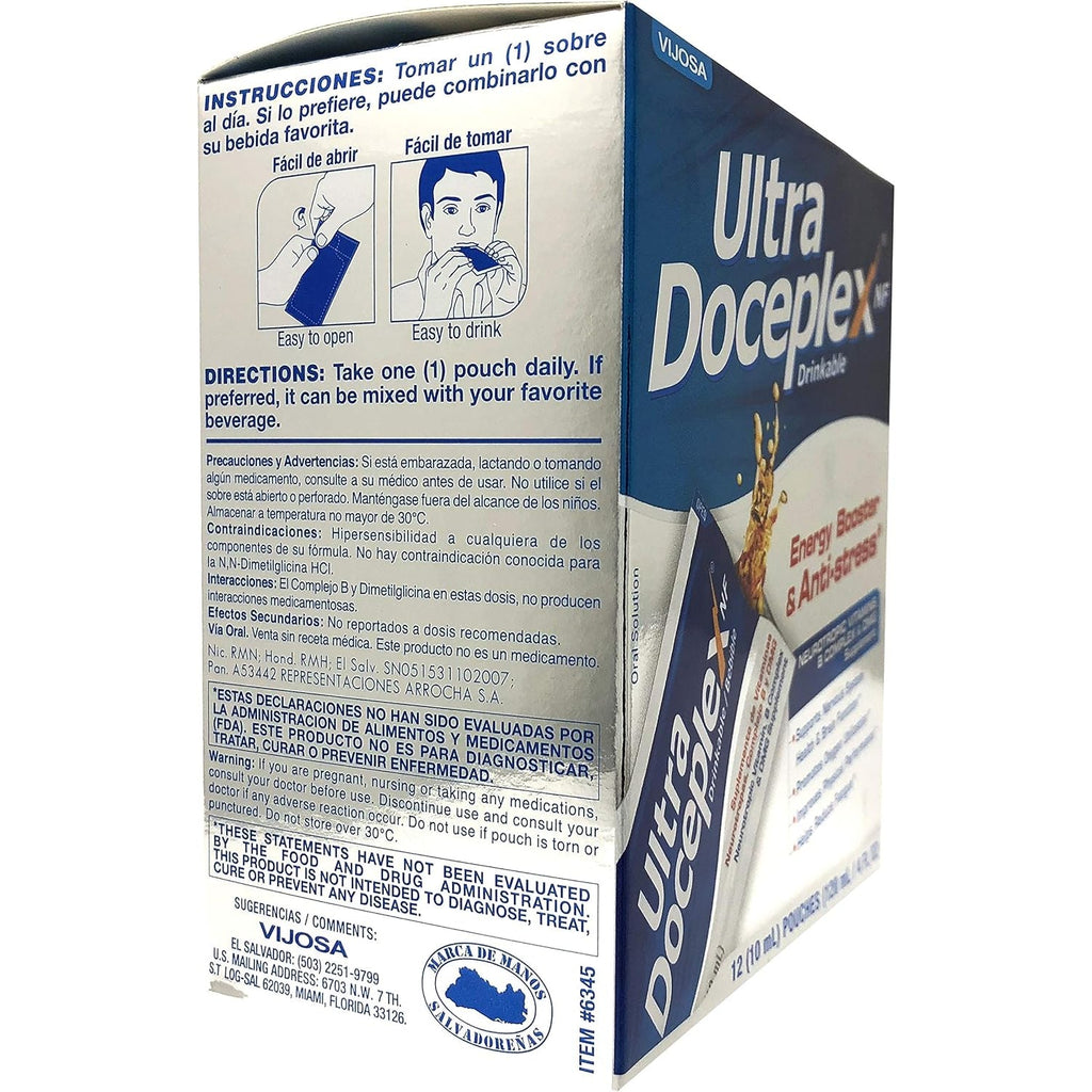 Ultra Doceplex Energy Pouches - Powerful B Complex in a Pouch -Liquid, 12 Pouches