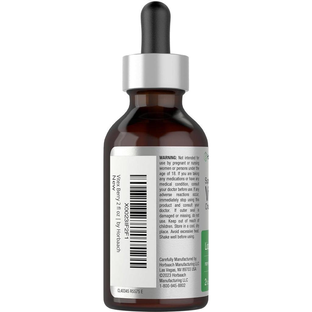 Horbäach Vitex Berry Chasteberry Extract Tincture | 2 Fl Oz | Super Concentrated Liquid | Alcohol Free Chaste Tree Berry Supplement | Vegetarian, Non-Gmo, Gluten Free
