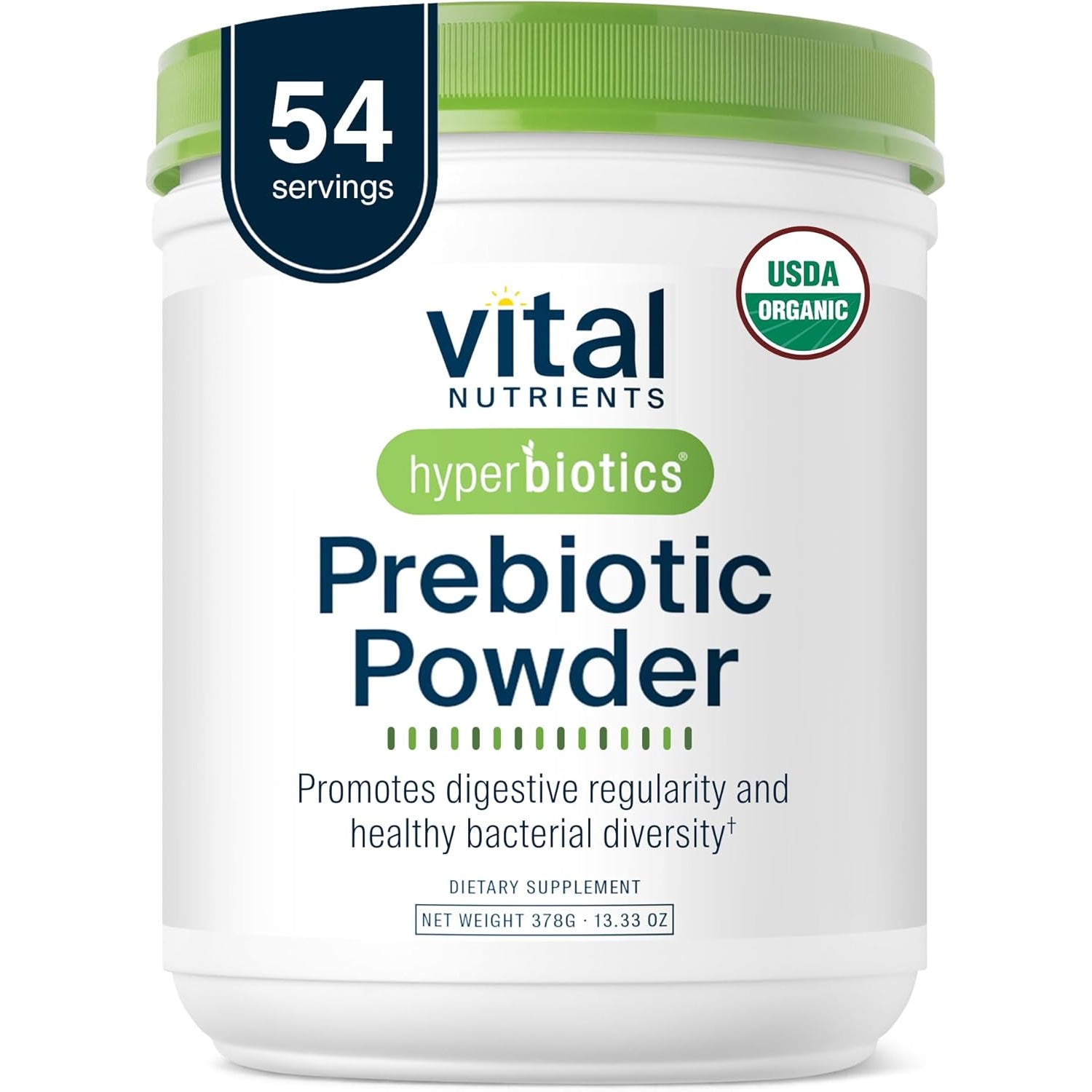 Hyperbiotics Vital Nutrients Organic Prebiotic Fiber Powder | Supports Gut Health and Digestive Regularity | Soluble Fiber Supplement for Women and Men | Vegan Organic Fiber Powder | 54 Servings
