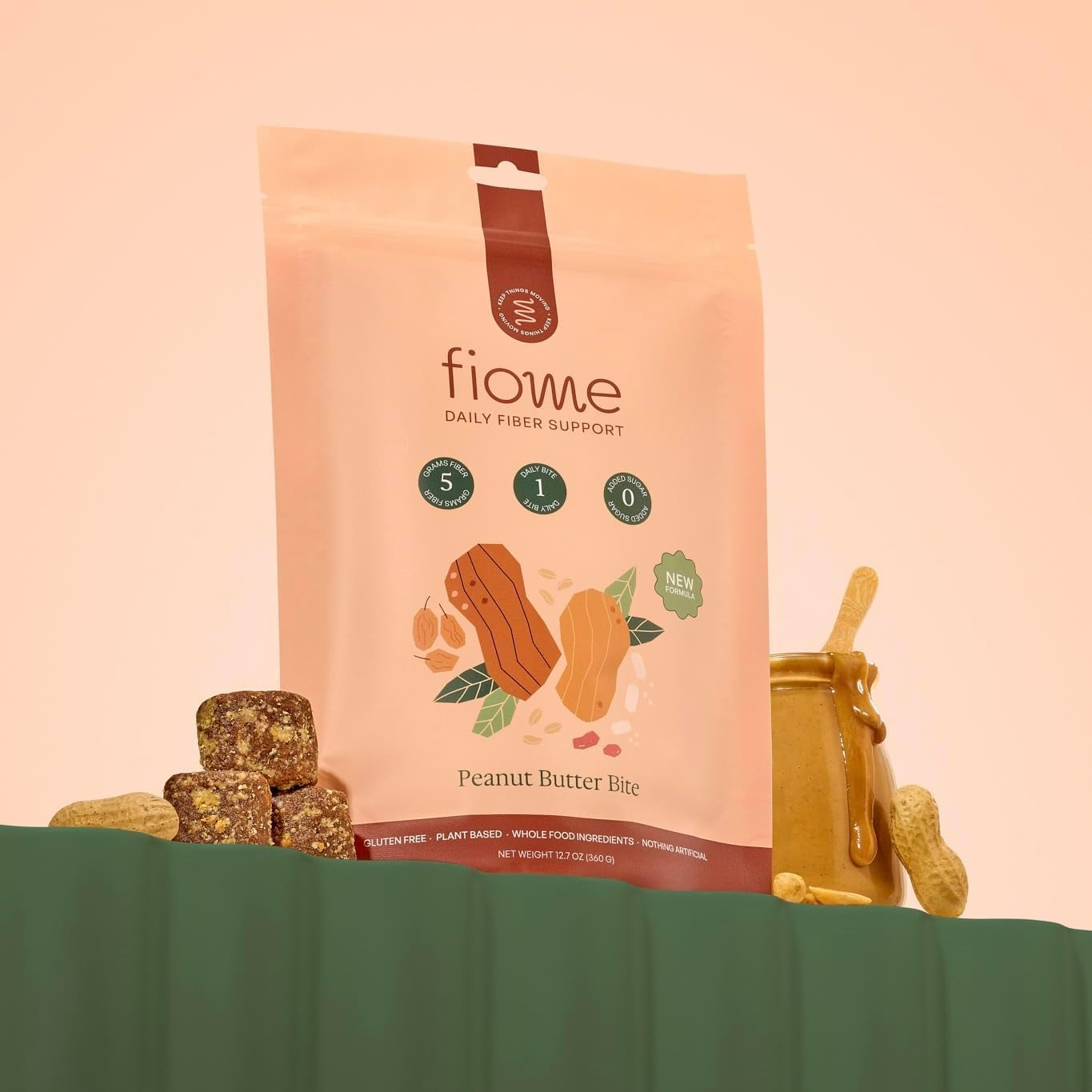 Fiome Fiber Bites - 5G Daily Fiber Supplement - Supports Regularity, Digestion and Gut Health - All Natural Ingredients, 30 Servings, Peanut Butter Flavor