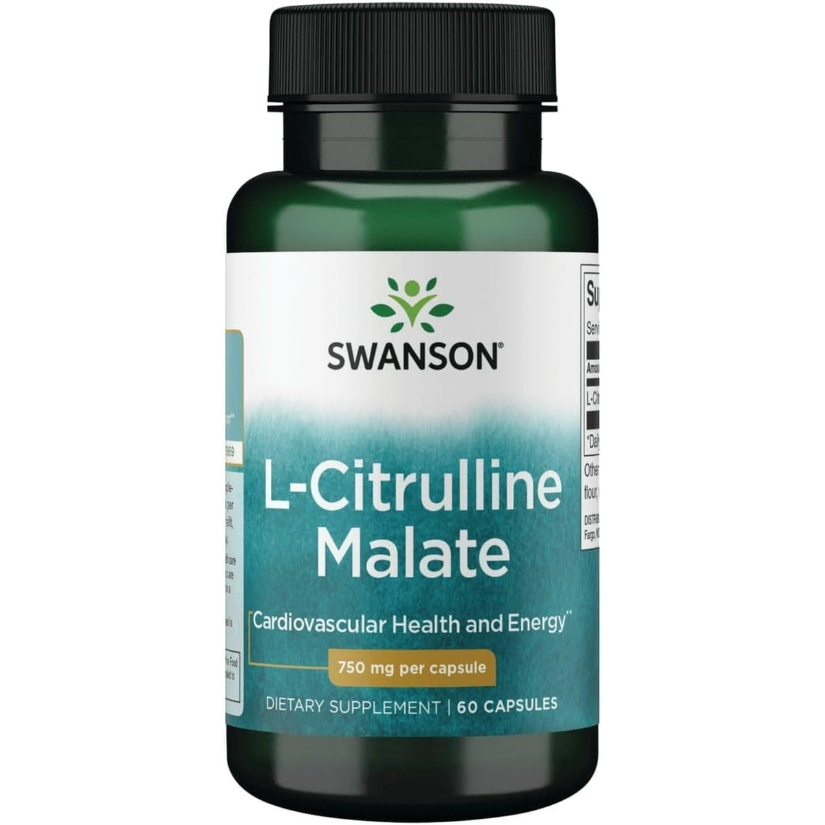 Swanson L-Citrulline Malate - Amino Acid Supplement Promoting Energy Production & Healthy Blood Circulation - Natural Formula Supporting Overall Wellness - (60 Capsules, 750Mg Each)
