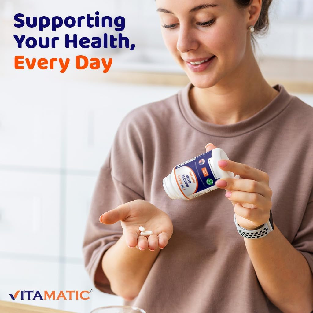 Vitamatic Mastic Gum 1000Mg per Serving - Support Digestive Function, Gastrointestinal Health, Immune and Oral Wellness, 120 Capsules