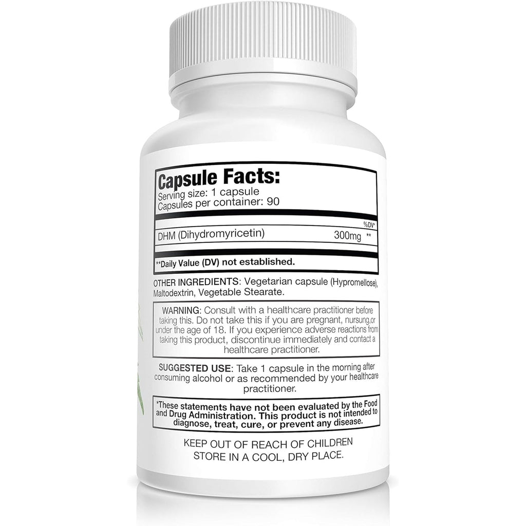 Pure Nootropics Dihydromyricetin (DHM) 300 Mg Capsules | Hovenia Dulcis Extract | 90 Veg Cap Value Pack | Support Liver Health | after Alcohol Support | Party Smart