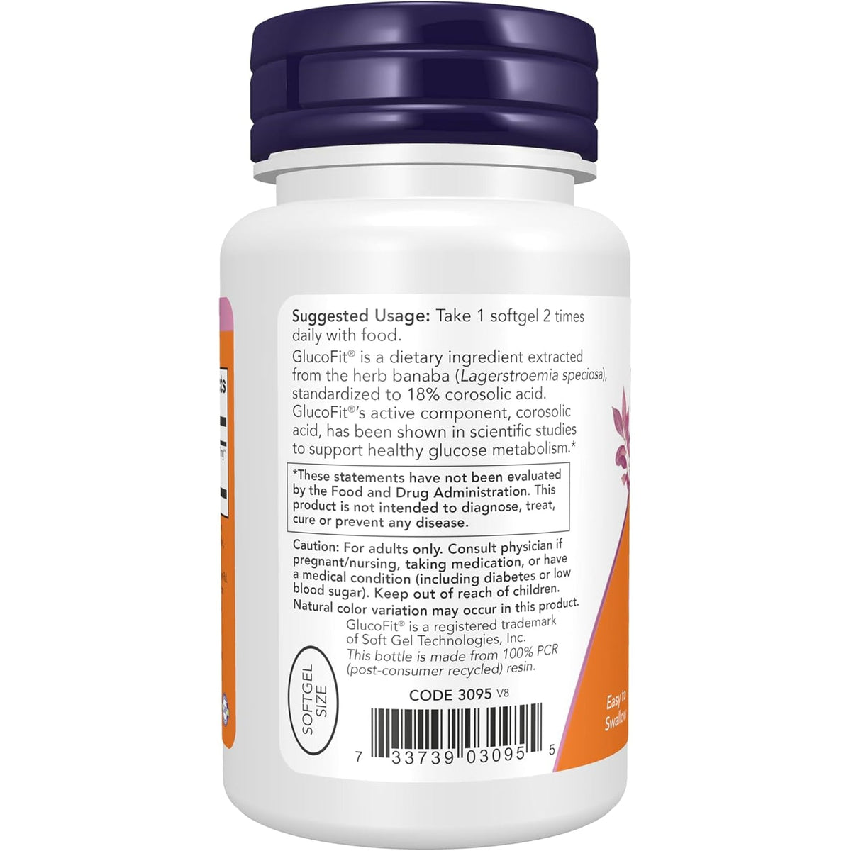 NOW Foods Supplements, Glucofit® with 18% Corosolic Acid, Supports Glucose Metabolism*, 60 Softgels
