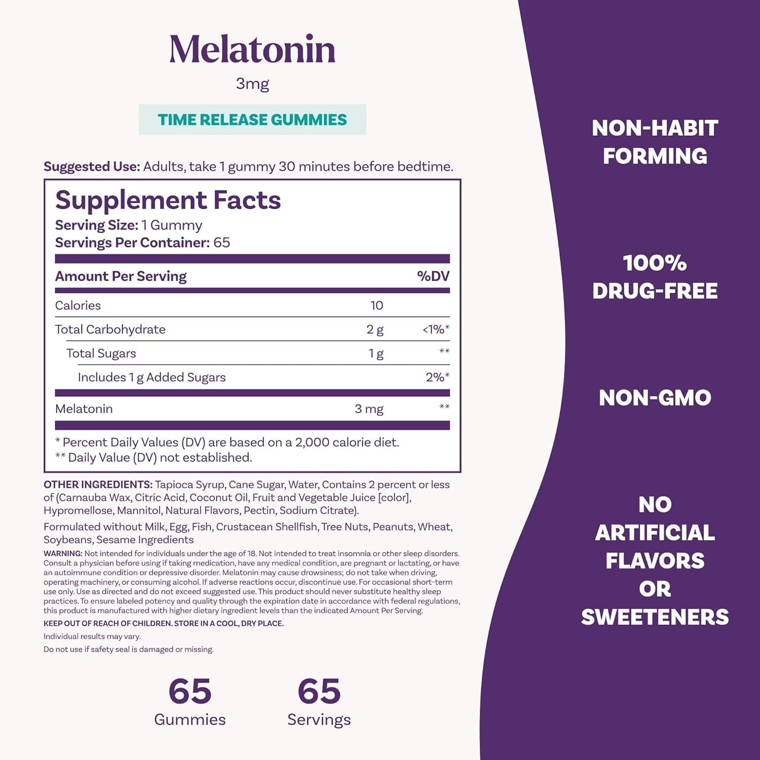 Natrol Time Release Melatonin Gummies, Sleep Support for Adults, 3 Mg Melatonin Supplements for Sleep Support, 65 Strawberry-Flavored Gummies, up to a 65 Day Supply