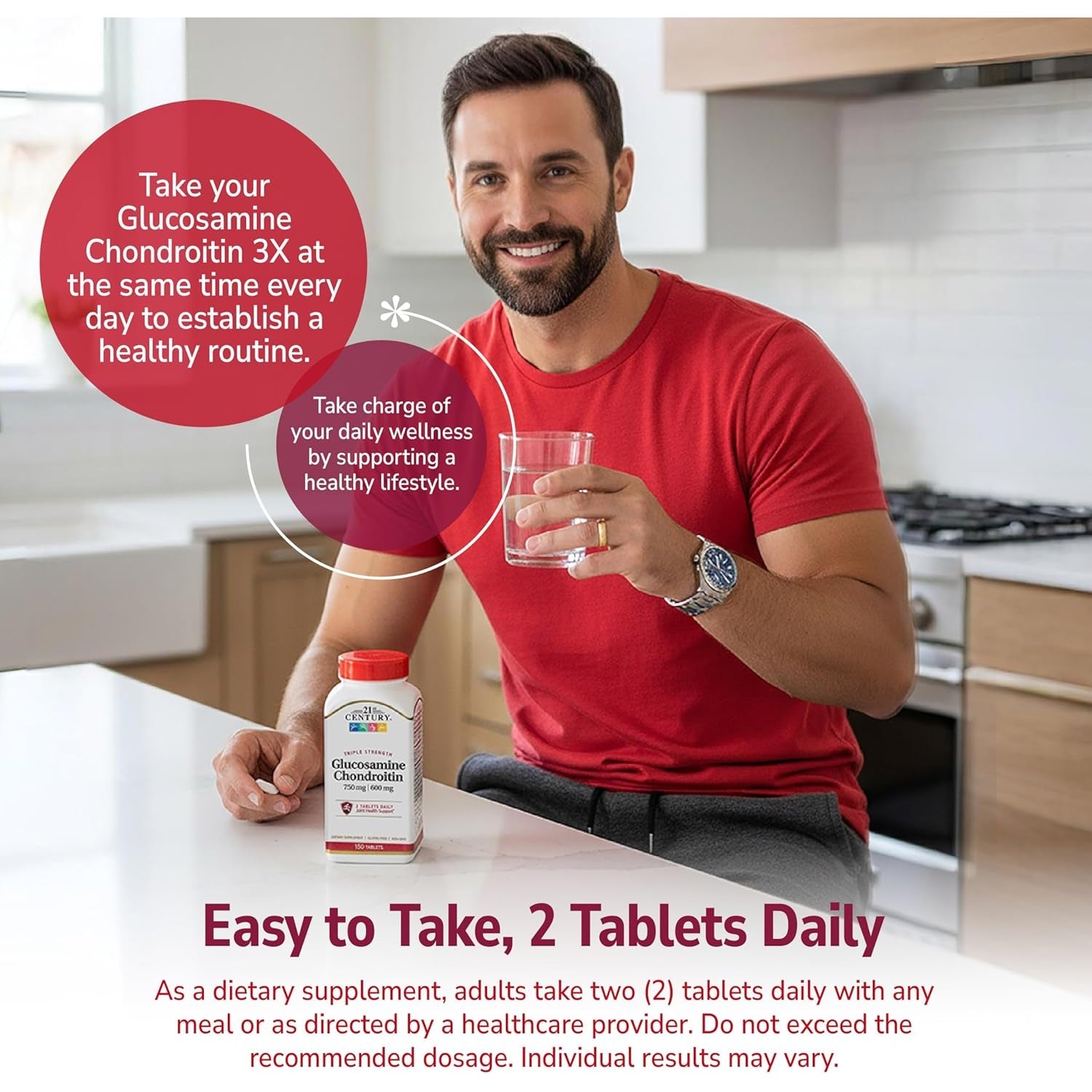 21St Century Glucosamine Chondroitin 750/600Mg - Triple Strength, Tablets, 150 Count