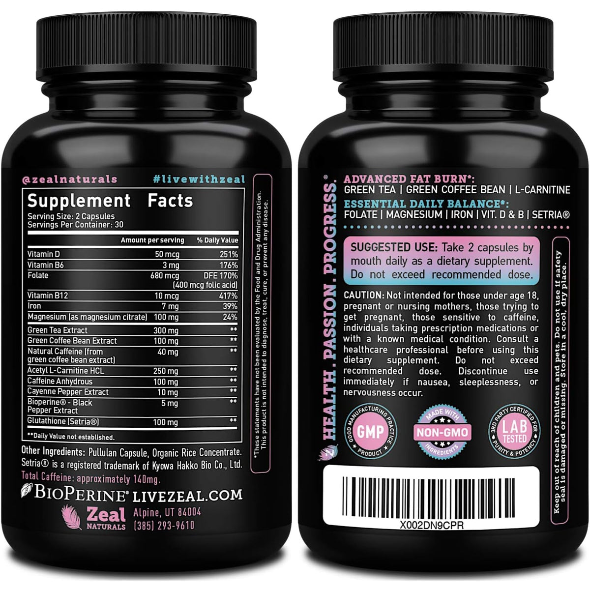 Zeal Naturals Weight Loss Support for Women + Daily Balance Vitamins (Iron, Vitamin D, Setria®, Folate) Premium Diet Support Pills for Women+ Multivitamin and Hormone Support