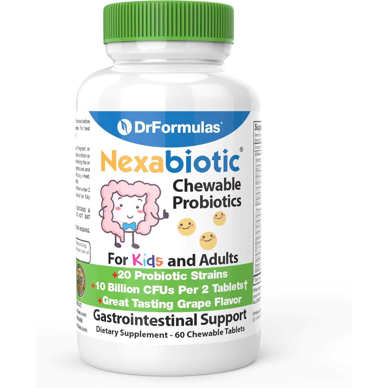 Drformulas Chewable Probiotics for Kids & Adults | for Oral Dental Health, Bad Breath, & Better Digestion 20 Multi Strain - S Boulardii, Lactobacillus Plantarum and Bifidobacterium Infantis, 60 Chews