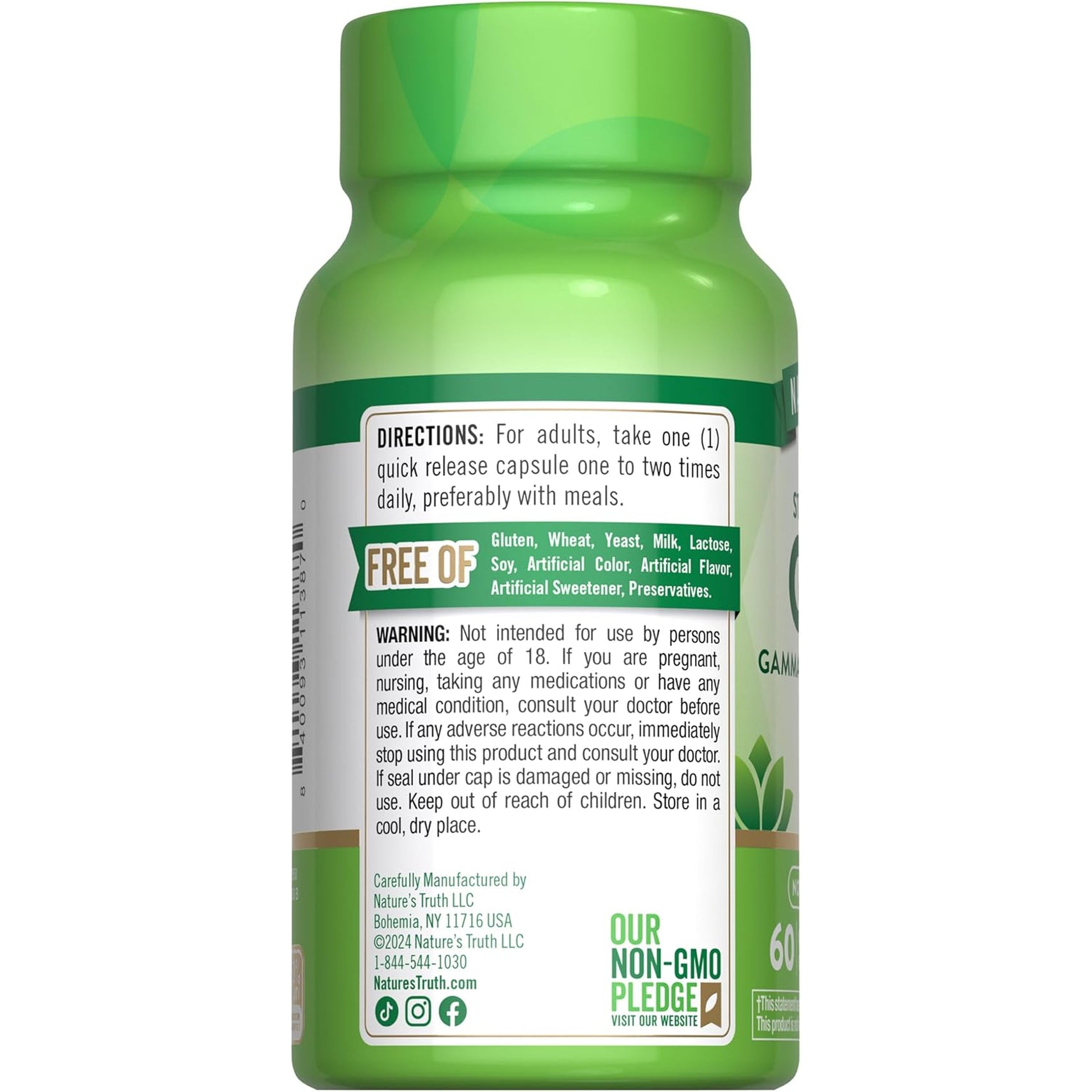 Nature'S Truth GABA 750Mg Capsules | 60 Count | Gamma Aminobutyric Acid Supplement | Non-Gmo & Gluten Free Supplement