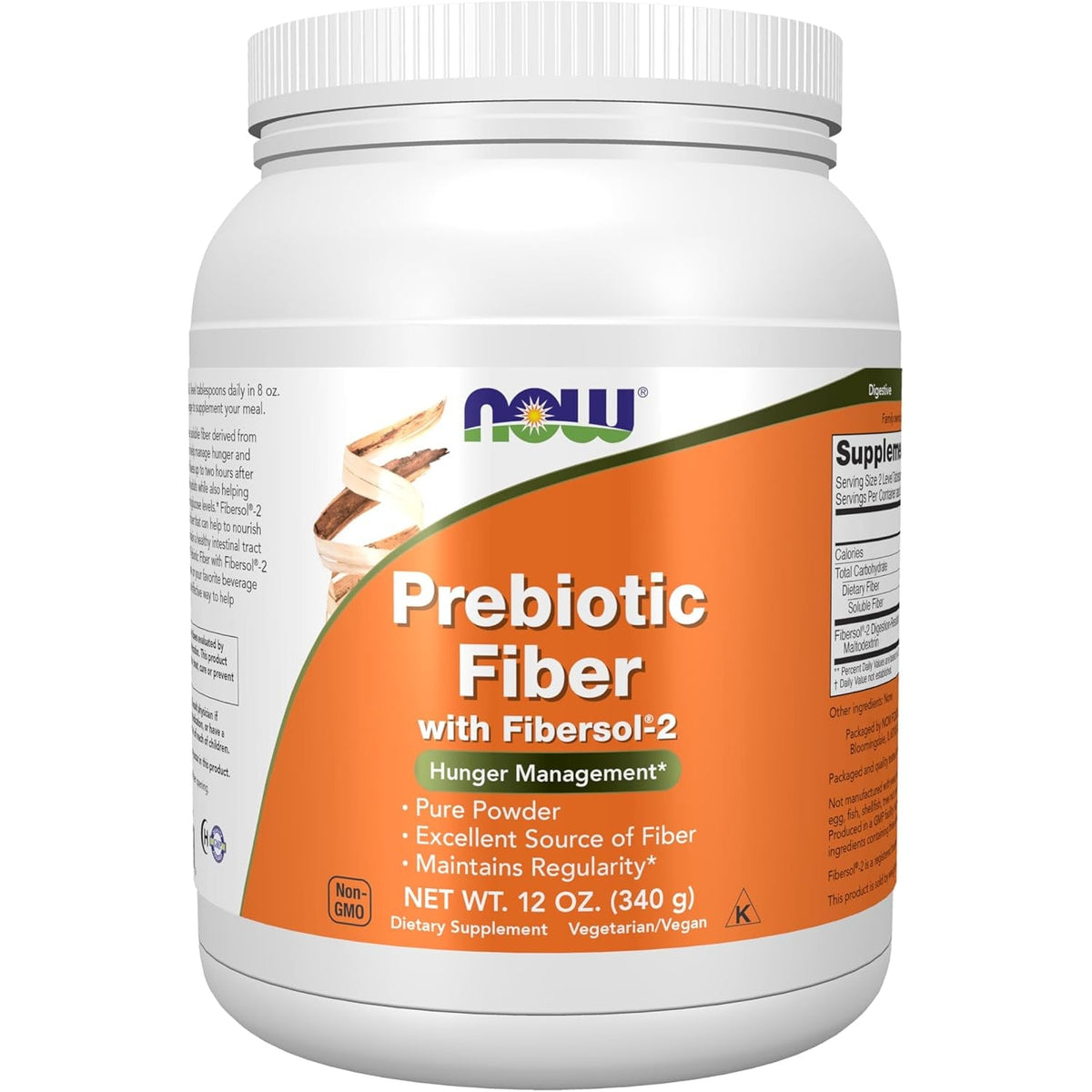 NOW Foods Supplements, Prebiotic Fiber with Fibersol-2, Derived from Non-Gmo Corn, Powder, 12-Ounce
