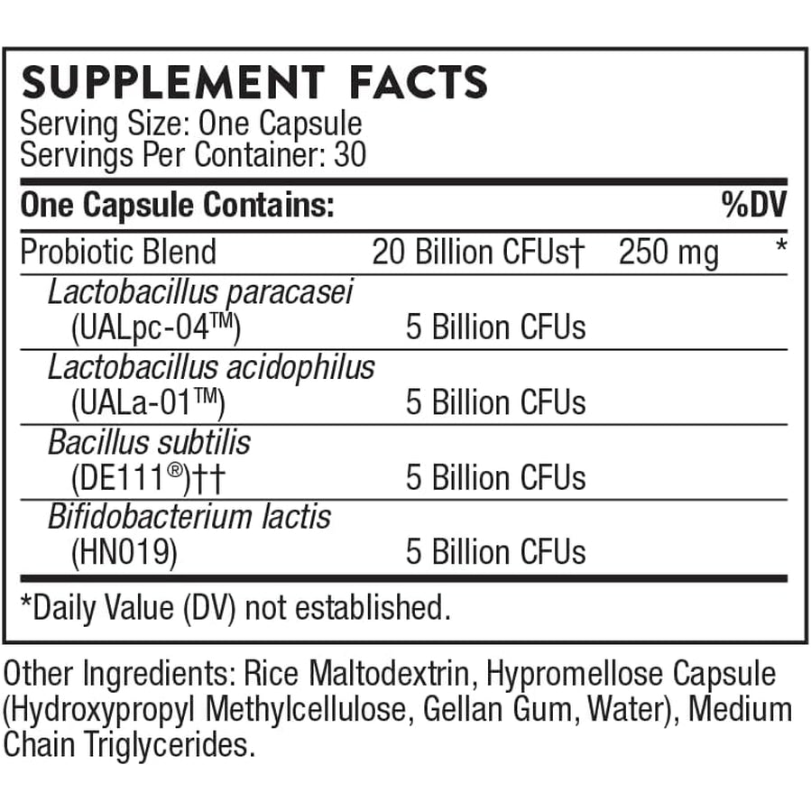 THORNE - Florasport 20B - Shelf-Stable Probiotic Blend - Supports Gut, Immune & Digestive Health - Occasional Gas, Bloating, Diarrhea & Constipation Relief* - NSF Certified for Sport - 30 Capsules