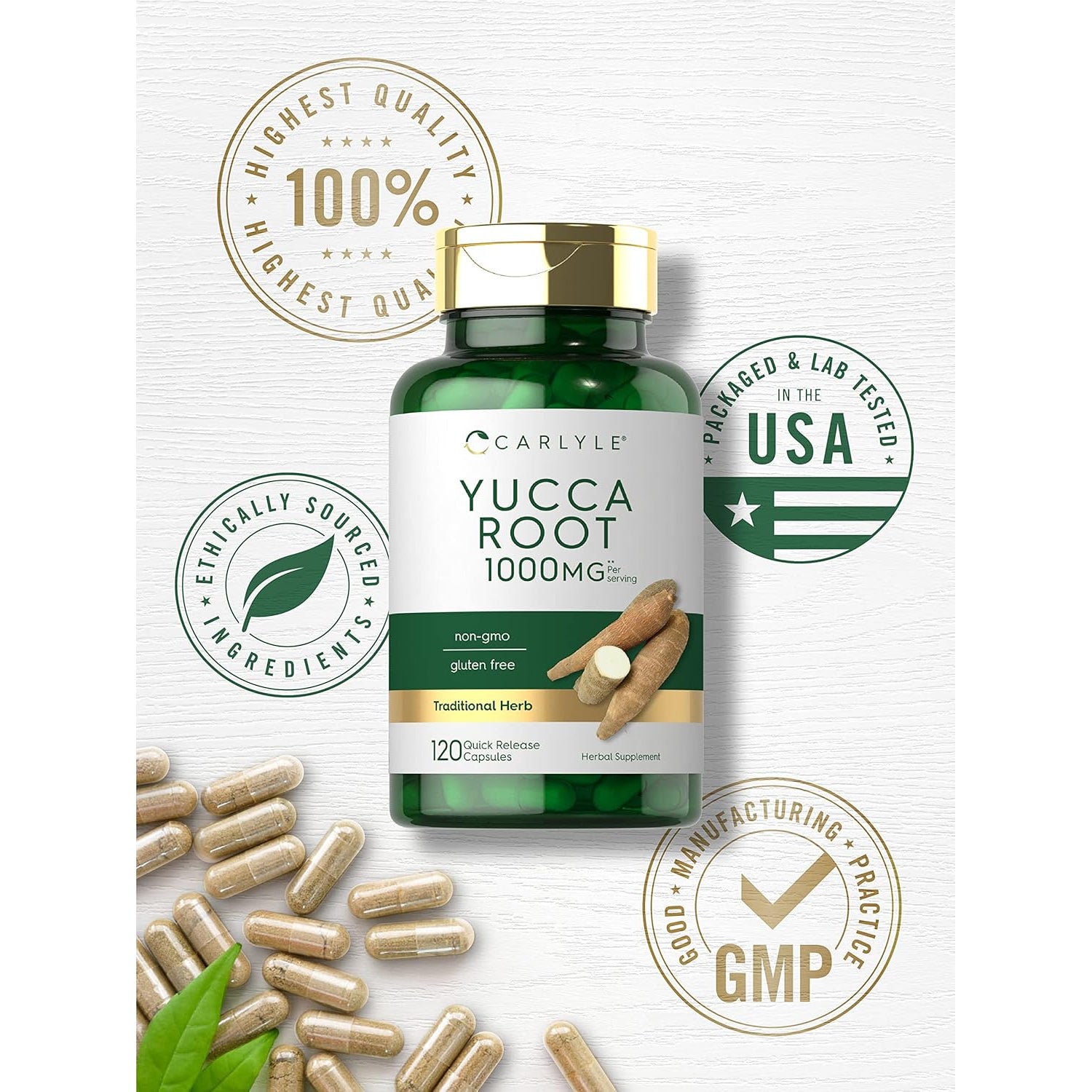Carlyle Yucca Root Extract | 120 Capsules | Herbal Supplement | Non GMO and Gluten Free