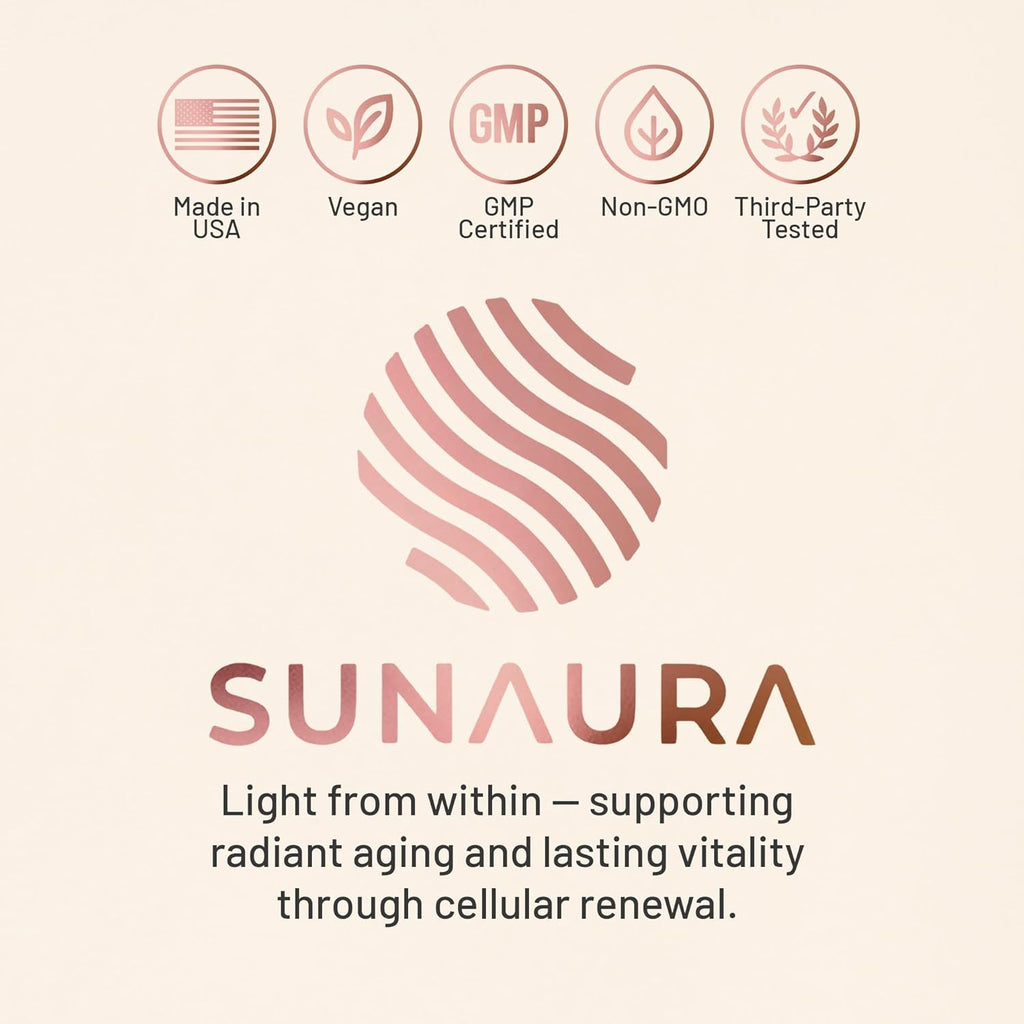 SUNAURA Spermidine Supplement 10 Mg (Spermidine 3Hcl) – High Potency Autophagy & Cellular Renewal Support – Longevity, Energy & Focus – Non-Gmo, Gluten-Free, 60 Capsules