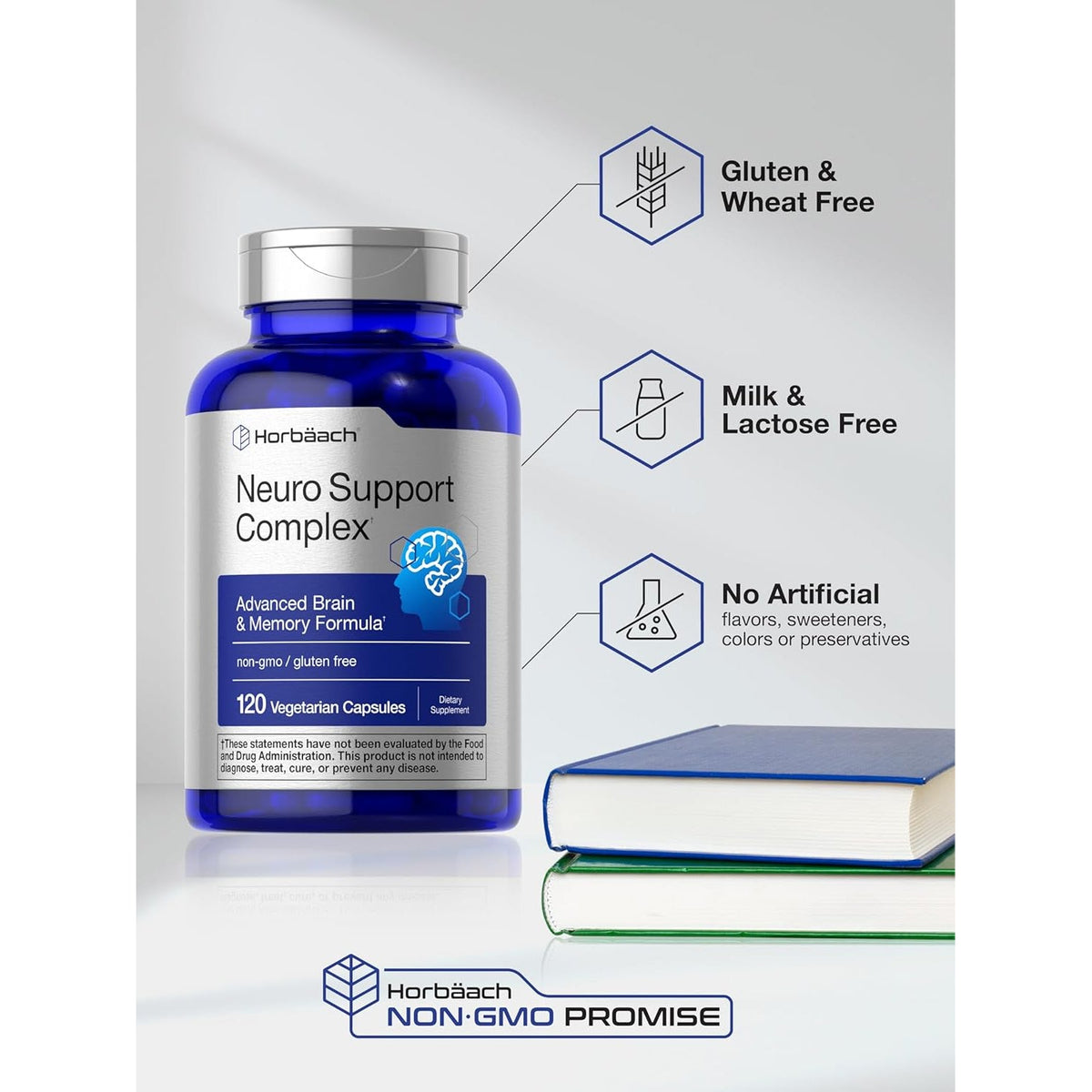 Horbäach Brain Supplement | 120 Capsules | with Phosphatidylserine & DMAE | Advanced Formula for Memory, Focus, Clarity | Vegetarian & Gluten Free | Neuro Support