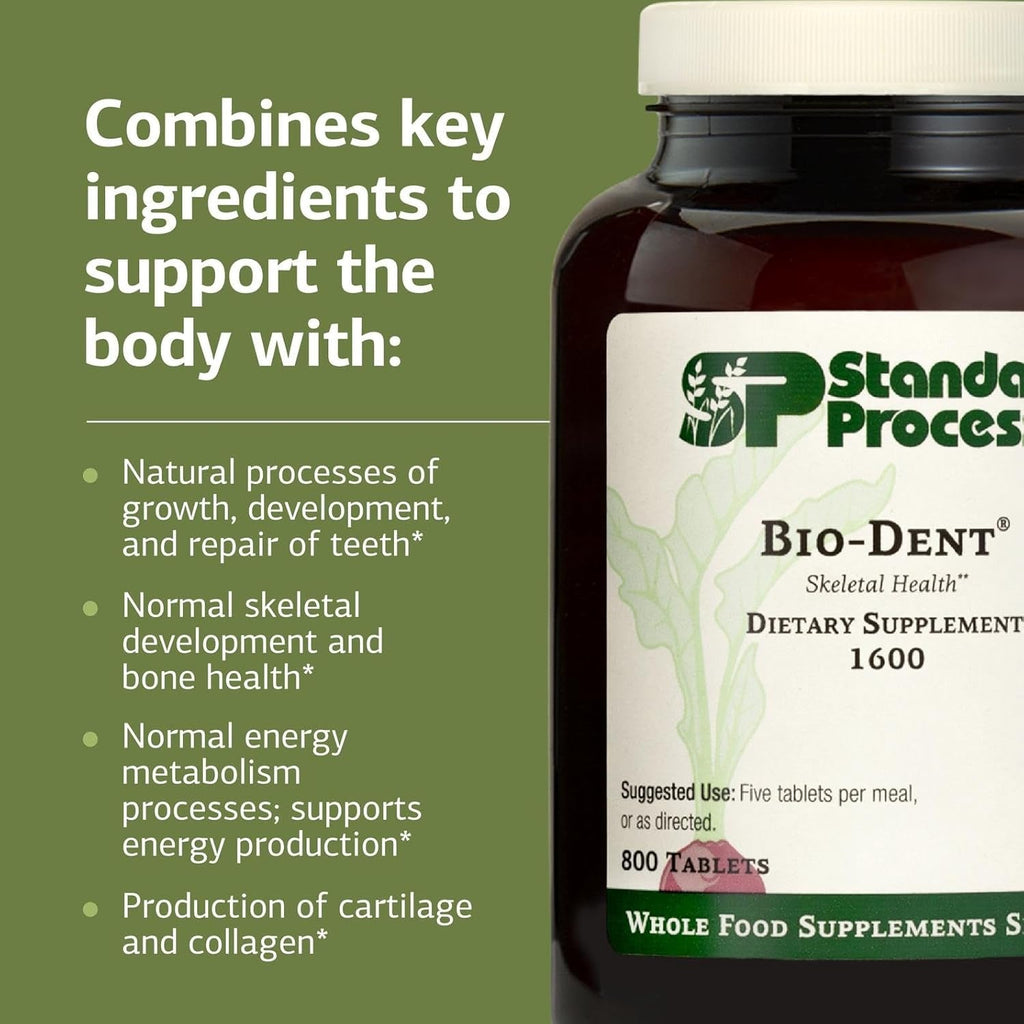Standard Process Bio-Dent Skeletal Health Dietary Supplement - Teeth & Bone Function Support - Skeletal & Collagen Supplement - 800 Tablets
